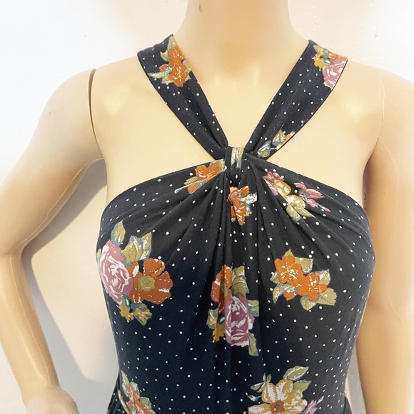 Free People Black Polka Dot Floral Maxi Dress Sz S Boho Festival Summer - Picture 6 of 10